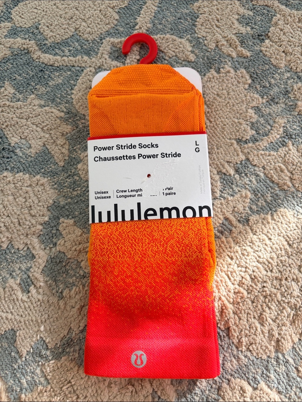 lululemon Power Stride Crew Socks - Bright Orange to Coral Blend